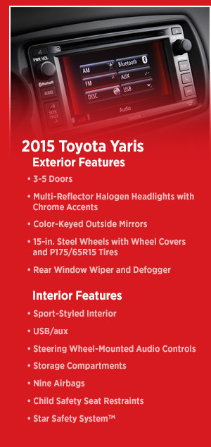 2015 Toyota Yaris Model Features