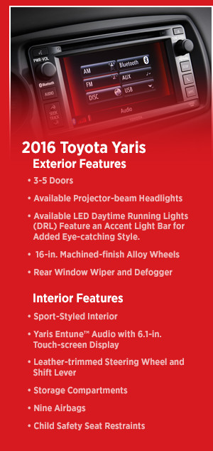 2016 Toyota Yaris Model Features