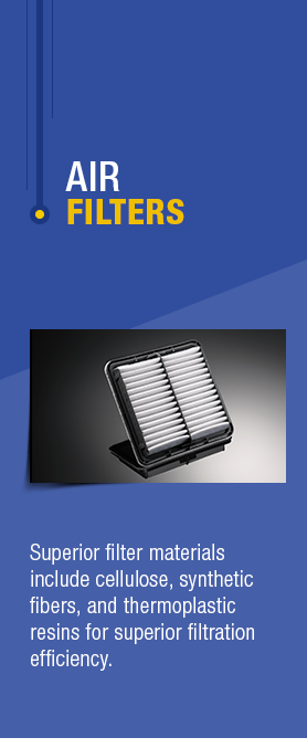 Subaru air filters include cellulose, synthetic fibers, and thermoplastic resins for superior efficiency.