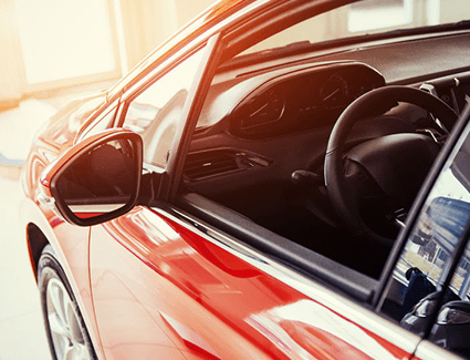 Car with window rolled down