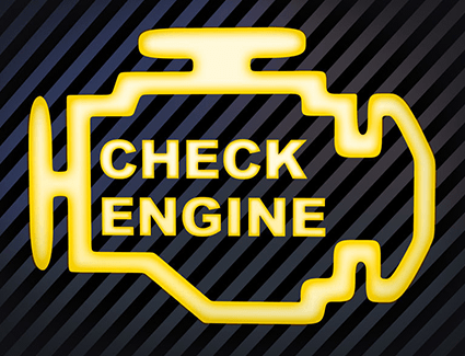 An illuminated check engine light