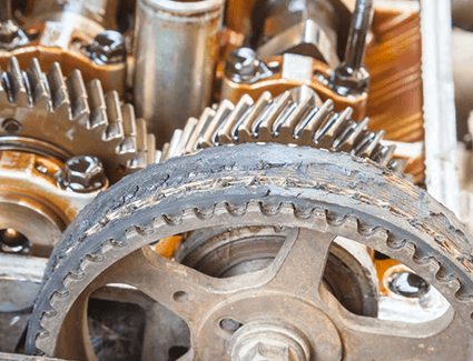 Worn engine timing belt