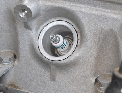 Spark plug in cylinder head