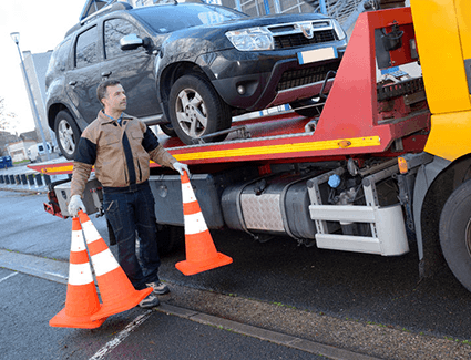 Car on a tow truck