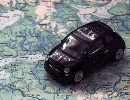 Toy car on a map