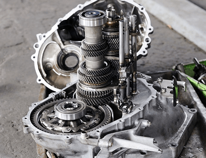 A cutaway view of a transmission.