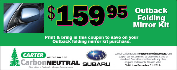 Subaru Outback Folding Mirror Kit Seattle Subaru Dealer Parts Special