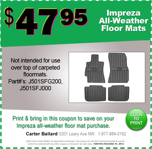 Subaru All Weather Mats Discount Coupons