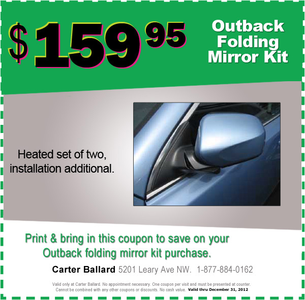 Outback Folding Mirror Kit Seattle Subaru Dealer Special