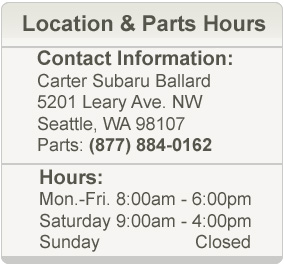 Carter Subaru Ballard Parts Hours and Location