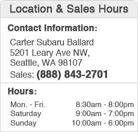 Carter Subaru Shoreline Seattle Sales Hours