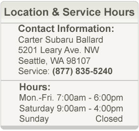 Carter Subaru Ballard Service Hours and Location