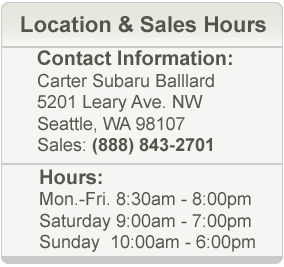 Carter Subaru Ballard Hours & Directions