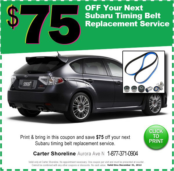 Subaru Timing Belt Replacement Coupon Seattle