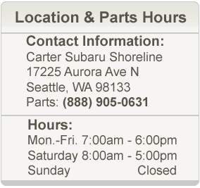 Carter Subaru Shoreline Seattle Parts Hours