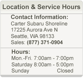 Carter Subaru Shoreline Service Department Hours and Location