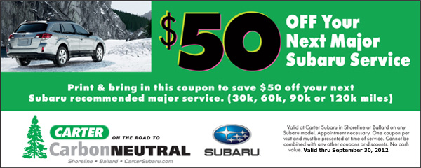 Seattle Subaru Major Maintenance Special