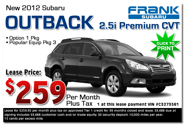 New 2012 Subaru Outback 2.5i CVT for sale at Frank Subaru in San Diego, California