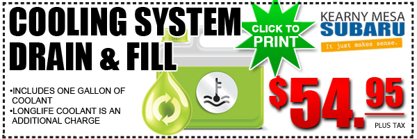 subaru coolant service, specials, discount, coupon, maintenance, repair, kearny mesa, san diego, el cajon, national city, escondido