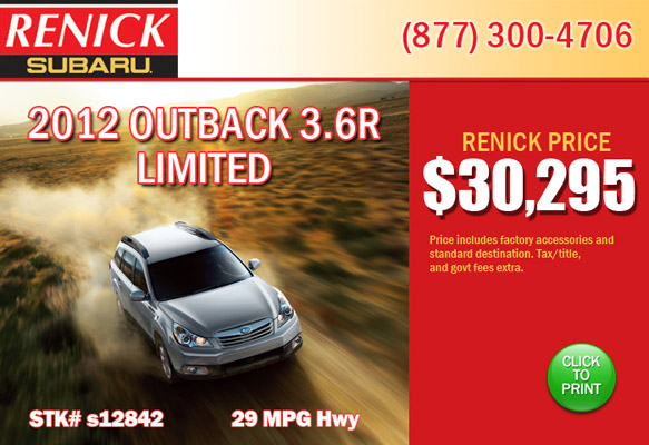 2012 Subaru Outback 3.6R Los Angeles Special