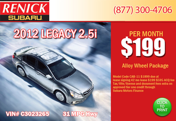 2012 Subaru Legacy Los Angeles Special
