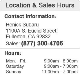 Renick Subaru Sales Hours and Location