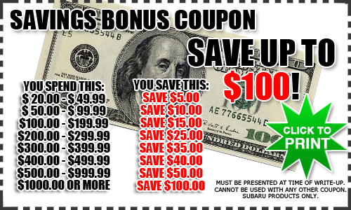 Savings Bonus Coupon at Subaru of San Bernardino in California