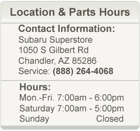 Subaru Superstore Parts hours
