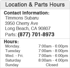 Timmons Subaru Parts Hours