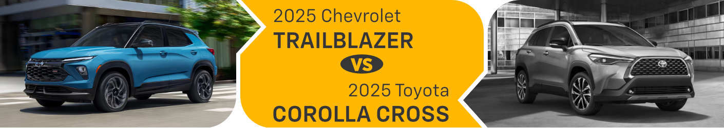 2025 Chevrolet Trailblazer vs 2025 Toyota Corolla Cross Comparison Information at Ron Marhofer Chevrolet in Stow, OH.