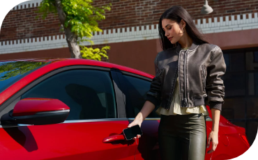 Red Hyundai Elantra door handle view