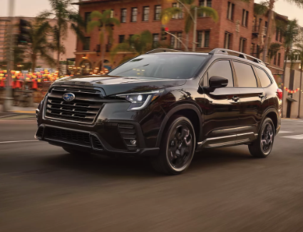 Photograph of a black 2026 Subaru Ascent parked outside.