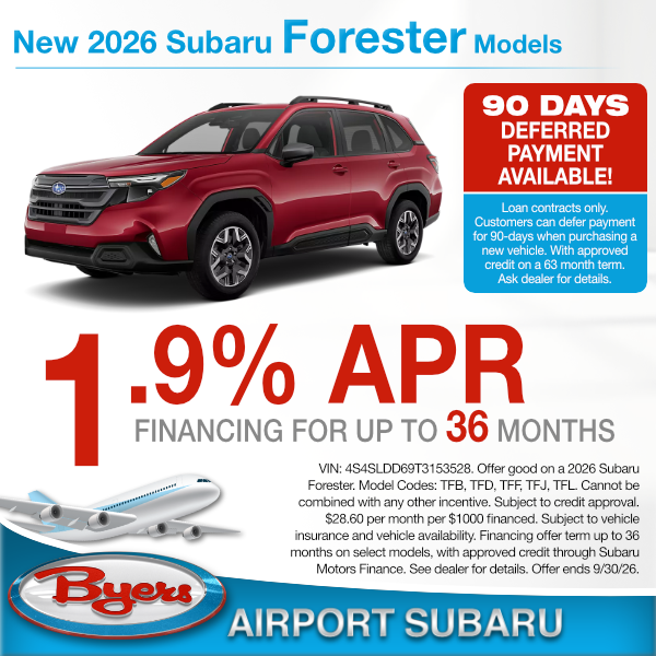 New 2026 Subaru Forester finance offer clickable image