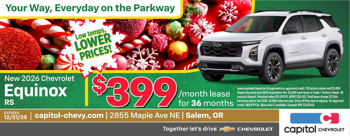 New 2026 Chevrolet Equinox RS $399/ month for 36 months