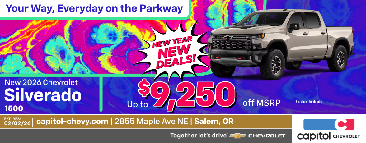 New 2026 Chevrolet Silverado 1500 Up to $9,250 off MSRP