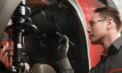 Nissan vehicle being serviced