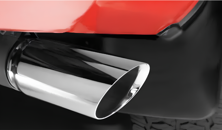 Nissan exhaust tip showing under rear bumper