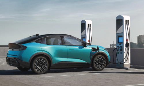 Red Nissan EV charging