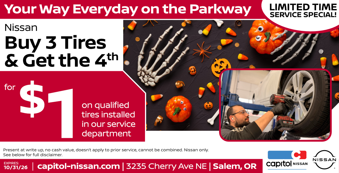Buy 3 Tires Get the 4th for $1 Offer | Expires: 10/31/2026