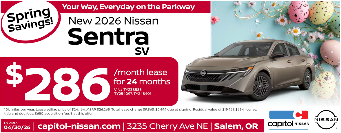 New 2026 Nissan Sentra SV $286/ month for 24 months