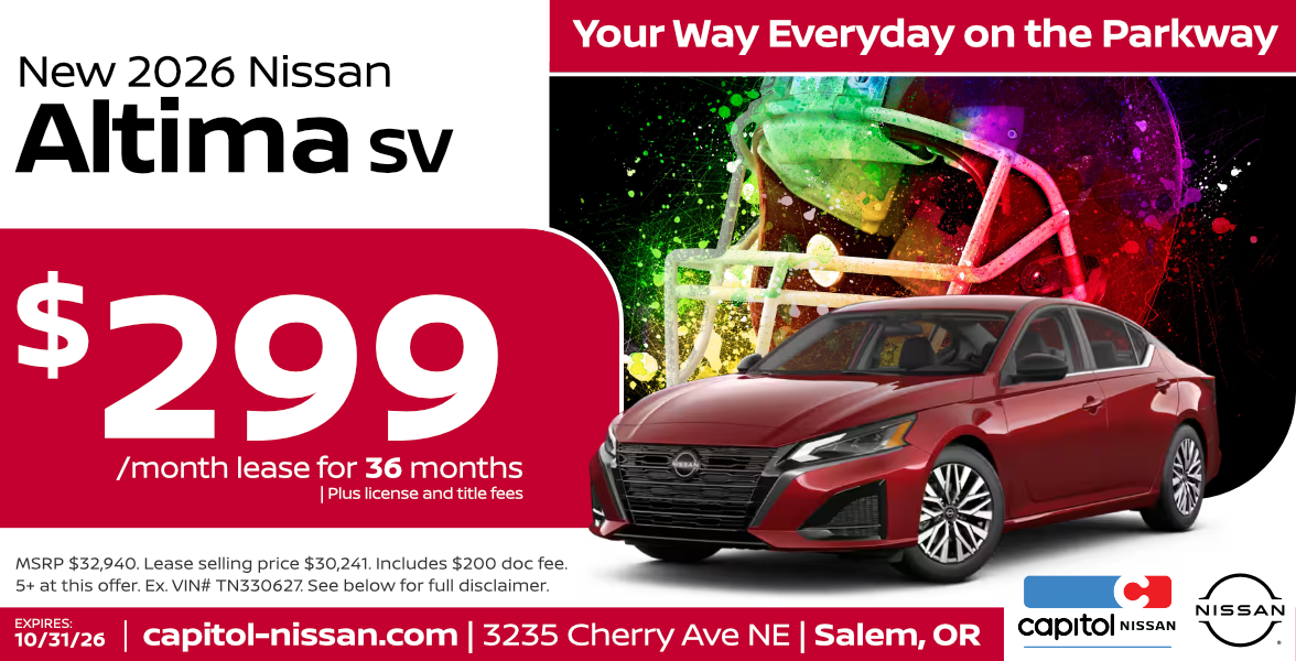 New 2026 Nissan Altima SV Lease for $299/ month for 36 months
