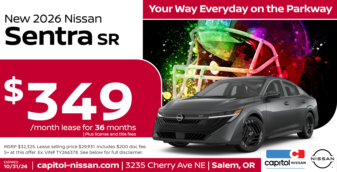 New 2026 Nissan Sentra SR Lease for $349/ month for 36 months