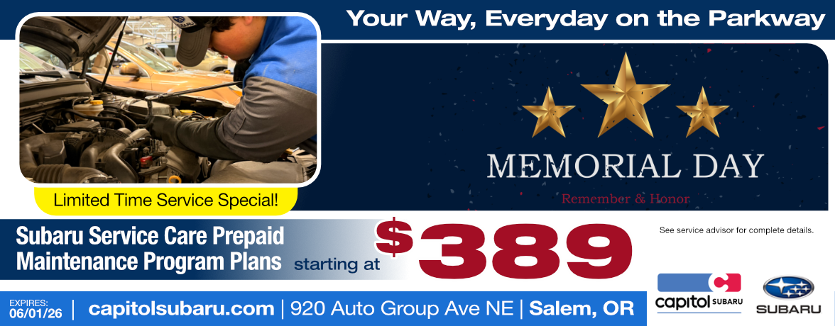 Subaru Service Care Prepaid Maintenance Program | Click for details offer image