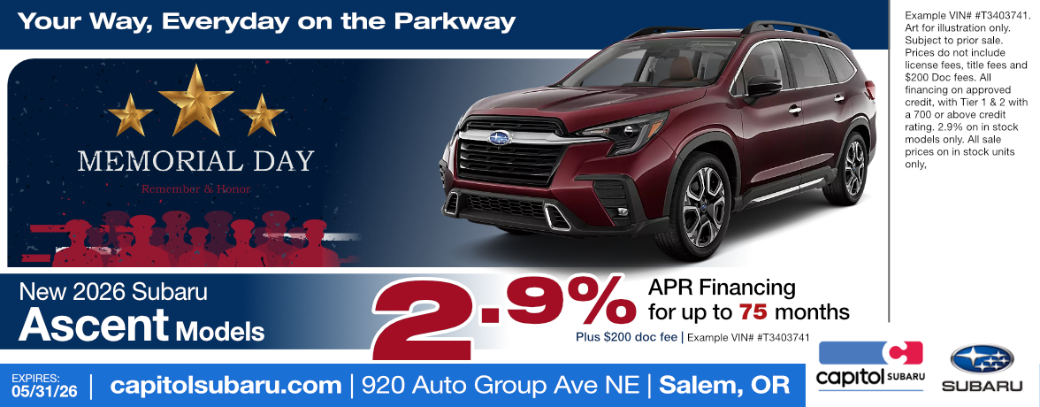 New 2026 Ascent models special offers