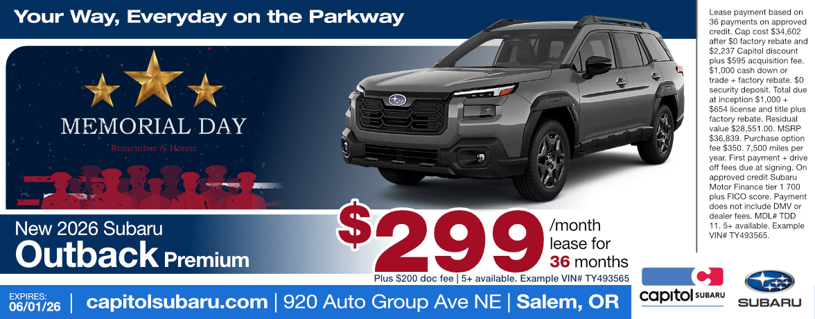 New 2026 Subaru Outback Models special offers