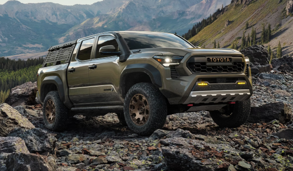 Toyota Trailhunter Model drving uphill on rocky terrain