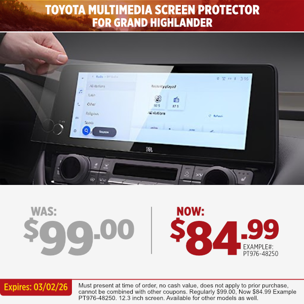 Toyota Multimedia Screen Protector&nbsp;parts special |
Expires 3/02/26