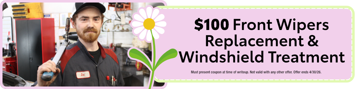 Front Wipers Replacement & Windshield Treatment | $100