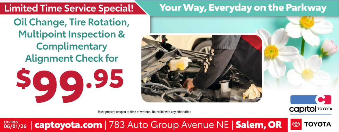 Oil Change, Tire Rotation, Multipoint Inspection and Complimentary Alignment Check