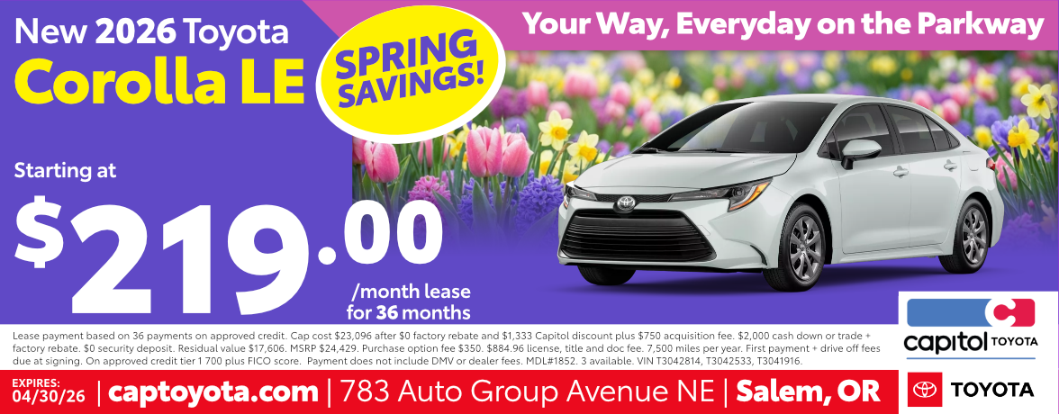 New 2026 Toyota Corolla LE&nbsp;special offers